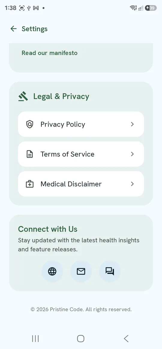 About — Legal & Privacy and Connect with Us