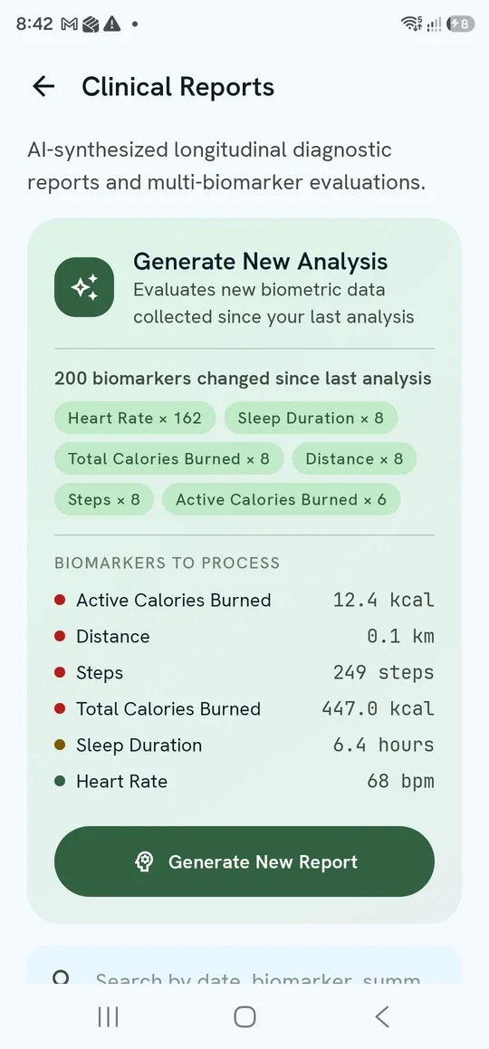 Clinical Reports — Generate New Analysis card