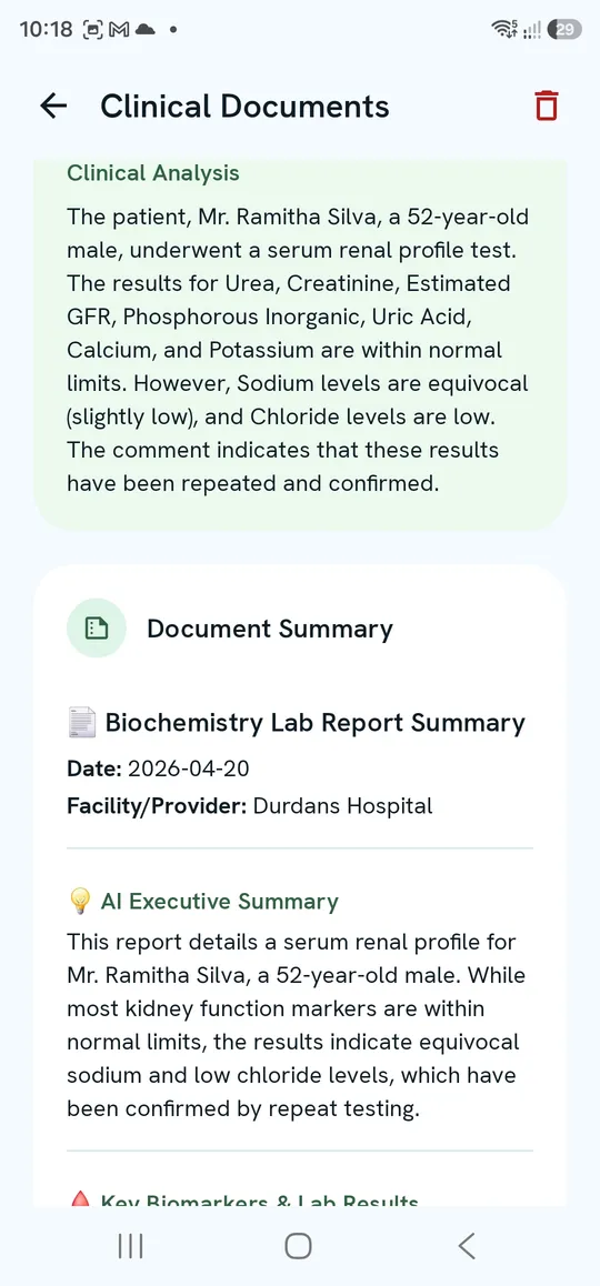 Document Summary — title, date, facility and AI Executive Summary