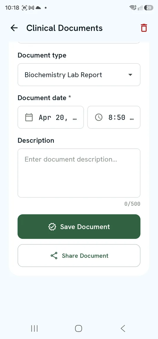 Save Document and Share Document buttons