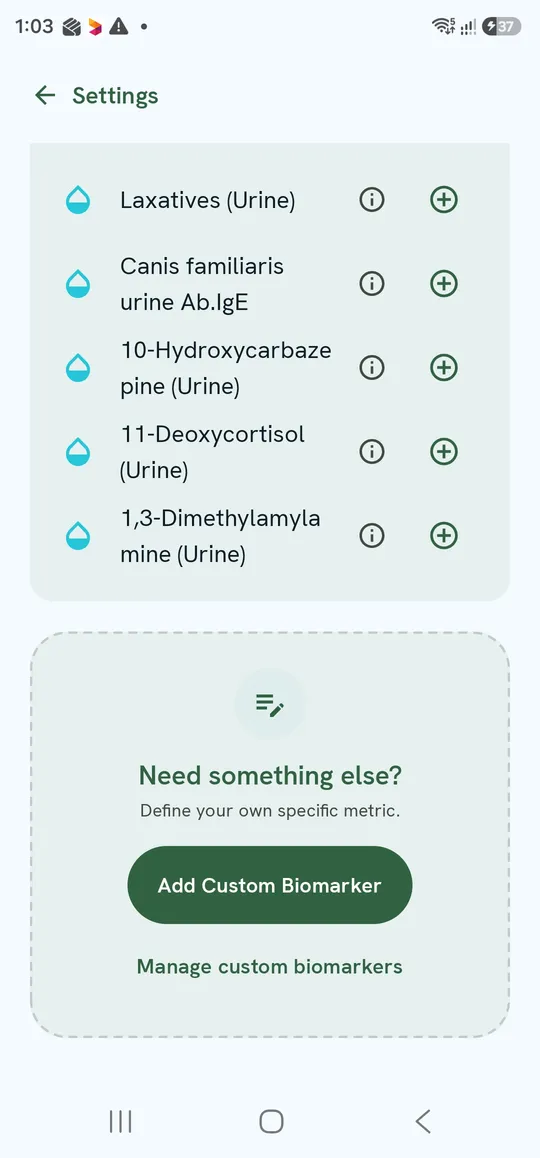 Biomarkers — Need something else? card