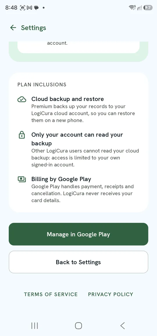 Subscription & Plan — Plan Inclusions and Manage in Google Play